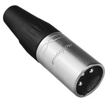 Conector Plug Xlr Macho 3 Pinos Niquelado Linha Profissional RX3MP-NT Roxtone Para Áudio Microfone Iluminação