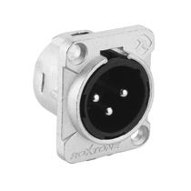 Conector Plug Xlr Macho Painel Quadrado 3 Pinos Linha Profissional RX3MD-NT Roxtone