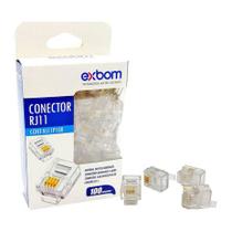 Conector / Plugue RJ11 Cristal -- EXBOM -- Pacote c/ 100 unidades