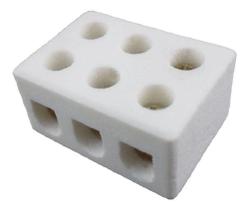 Conector porcelana 3 polos 10mm foxlux - *946 * Conector porcelana 3 polos 10mm foxlux - *946 *