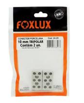 Conector Porcelana Tripolar 10Mm Com 2 Unidades - Foxlux