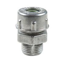Conector prensa-cabo 3/8" em alumínio - bucha na cor verde