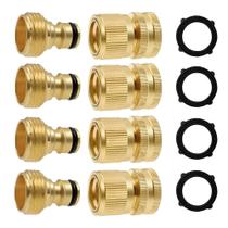 Conector rápido para mangueira de jardim Hourleey em latão 3/4" GHT, kit com 4 peças Conector rápido para mangueira de jardim Hourleey em latão 3/4" GHT, kit com 4 peças