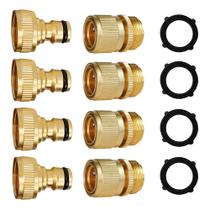 Conector rápido para mangueira de jardim Hourleey em latão 3/4" GHT, kit com 4 peças Conector rápido para mangueira de jardim Hourleey em latão 3/4" GHT, kit com 4 peças