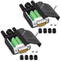 Conector rápido sem solda VGA ANMBEST 3+9 DB15 macho x2 Conector rápido sem solda VGA ANMBEST 3+9 DB15 macho x2