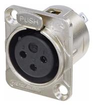 Conector Rean Xlr De Painel Fêmea 3 Polos Prata Rc3fdl Conector Rean Xlr De Painel Fêmea 3 Polos Prata Rc3fdl