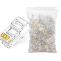 Conector Rede Rj45 Cat6 evus Banhado A Ouro Pacote com 100 Un Para Cabo De Rede