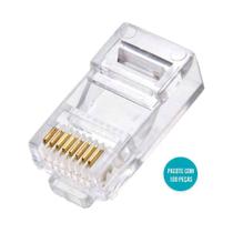 Conector RJ-45 8x8 CAT5E Suporte Gigabit Ethernet Exbom CONT-RJ45P100 / Caixa com 100 Unidades