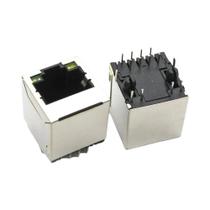 Conector RJ45 8P8C Fêmea De Rede Com Interface De Cabeça De Cristal 180 Graus Com Luz, Plástico E Conector RJ45 8P8C Fêmea De Rede Com Interface De Cabeça De Cristal 180 Graus Com Luz, Plástico E