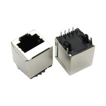 Conector RJ45 8P8C Fêmea De Rede Com Interface De Cabeça De Cristal 180 Graus Com Luz, Plástico E
