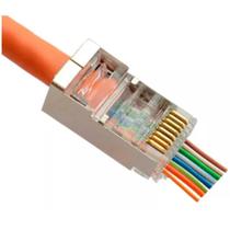 Conector Rj45 Cat6 Blindado EZ Passagem Pacote C/100 Peças Conector Rj45 Cat6 Blindado EZ Passagem Pacote C/100 Peças