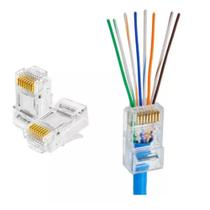 Conector Rj45 Cat6 Tipo EZ Passagem Pacote C/50 Un