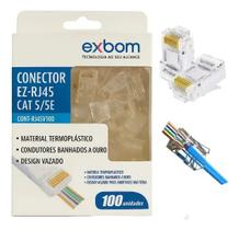 Conector Rj45 Macho Cat5e Cat6 8p8c Cabo Rede Vazado 100un Conector Rj45 Macho Cat5e Cat6 8p8c Cabo Rede Vazado 100un