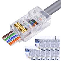Conector Rj45 Macho Cat6 / Cat5e Cabo Rede EZ Vazado 1000un