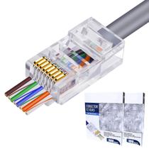 Conector Rj45 Macho Cat6 / Cat5e Cabo Rede EZ Vazado 200un