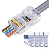 Conector Rj45 Macho Cat6 / Cat5e Cabo Rede EZ Vazado 400un