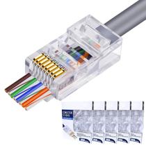 Conector Rj45 Macho Cat6 / Cat5e Cabo Rede EZ Vazado 500un