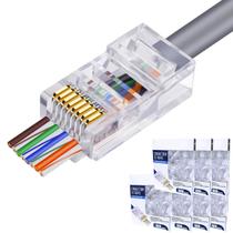 Conector Rj45 Macho Cat6 / Cat5e Cabo Rede EZ Vazado 700un