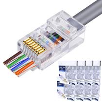 Conector Rj45 Macho Cat6 / Cat5e Cabo Rede EZ Vazado 800un