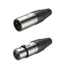 Conector roxtone xlr macho+femea rx3fp-nt + rx3mp-nt niquelado xp3fm Conector roxtone xlr macho+femea rx3fp-nt + rx3mp-nt niquelado xp3fm