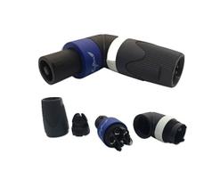 Conector Speakon Macho 4 Polos 90º Tiaflex - Pacote 05 peças