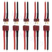 Conector T Plug para RC Drone, Quadcopter, Carro e Barco - 5 Pares com Cabo 14AWG