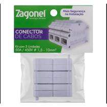 Conector Triplo para Fios Elétricos Zagonel - Evita Mau Contato E Fuga De Corrente