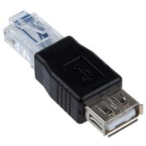 Conector USB A Fêmea x Rede RJ45 Macho Ethernet