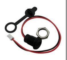 Conector USB C Redondo Com Porca E Tampa Protetora 15cm 2 Fios Fêmea Painel Carro Preto