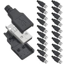 Conector USB tipo A macho Oiyagai, 20 unidades com capa preta Conector USB tipo A macho Oiyagai, 20 unidades com capa preta