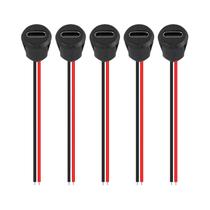 Conector USB Tipo C Fêmea à Prova d'Água - 2 Pinos, 5 Peças, Carregamento Rápido