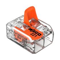 Conector Wago 6mm de Fios Para Emenda e Junção 2 Entradas 221 Conector Wago 6mm de Fios Para Emenda e Junção 2 Entradas 221