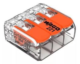 Conector Wago Compacto Emenda 3 Fios Modelo 221-613 Kit c/10Un