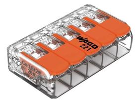 Conector Wago Compacto Emenda 5 Fios 221-415 - Kit 25 Pcs