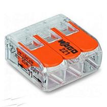 Conector Wago Emenda 3 Polos - 4Mm - 32A. - 221-413 Cartela Com 4 Pecas