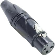 Conector XLR(F) 3 Pólos Datalink Preto - PCT / 10 F002