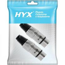 Conector XLR Fêmea 3 Pólos Niquelado HX001F Prata HYX - PCT / 2 Conector XLR Fêmea 3 Pólos Niquelado HX001F Prata HYX - PCT / 2