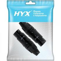 Conector XLR Fêmea 3 Pólos Niquelado HX081F Preto HYX - PCT / 2 Conector XLR Fêmea 3 Pólos Niquelado HX081F Preto HYX - PCT / 2