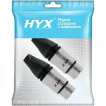 Conector XLR Fêmea 3 Pólos Niquelado HX082F HYX - PCT / 2 Conector XLR Fêmea 3 Pólos Niquelado HX082F HYX - PCT / 2