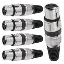 Conector Xlr Femea Linha Preto Corpo Metalico Storm 05 Unidades
