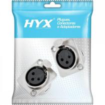 Conector XLR Fêmea Painel 3 Pólos Niquelado HX048F HYX - PCT / 2