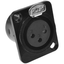 Conector XLR Fêmea Painel Preto Para Mesas De Som 3 Terminais