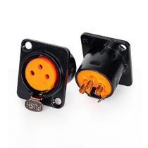 Conector XLR Fêmea Painel Profissional Laranja Conector XLR Fêmea Painel Profissional Laranja