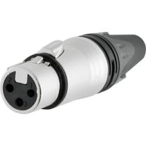 Conector XLR Fêmea Profissional 3 Pólos Niquelado HX082F HYX