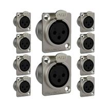 Conector Xlr Femea Wc 1023 Fp Bk Ni 3p Painel Wireconex 10 Unidades