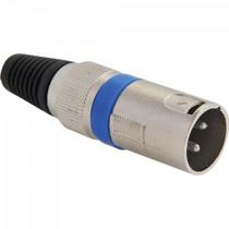 Conector XLR Macho 3 Pinos Azul Genérico - PCT / 5 Conector XLR Macho 3 Pinos Azul Genérico - PCT / 5