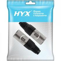 Conector XLR Macho 3 Pólos Niquelado HX009M HYX - PCT / 2 Conector XLR Macho 3 Pólos Niquelado HX009M HYX - PCT / 2