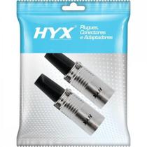Conector XLR Macho 3 Pólos Niquelado HX028M HYX - PCT / 2 Conector XLR Macho 3 Pólos Niquelado HX028M HYX - PCT / 2