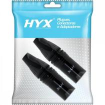 Conector XLR Macho 3 Pólos Niquelado HX081M Preto HYX - PCT / 2 Conector XLR Macho 3 Pólos Niquelado HX081M Preto HYX - PCT / 2