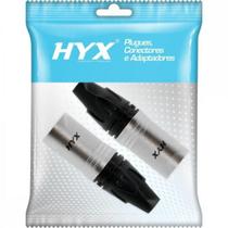 Conector XLR Macho 3 Pólos Niquelado HX082M HYX - PCT / 2 Conector XLR Macho 3 Pólos Niquelado HX082M HYX - PCT / 2